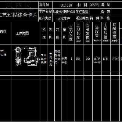 后钢板弹簧吊耳加工工艺及夹具设计全套图纸及说明书 CAD图纸