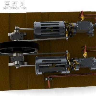 双蒸汽发动机 3D模型