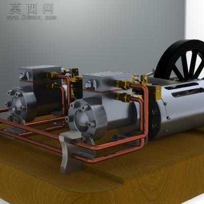 双蒸汽发动机 3D模型