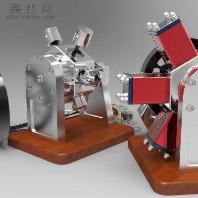 微型气动6缸径向发动机 3D模型