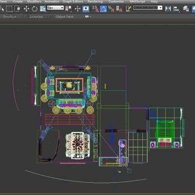 三层别墅室内装饰设计方案-300平66张CAD图+3D模型1个 3D模型,MAX