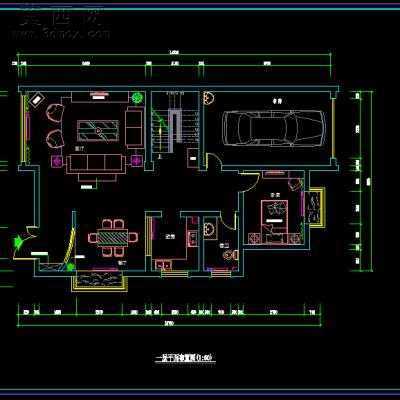 三层别墅室内装饰设计方案-300平66张CAD图+3D模型1个 3D模型,MAX