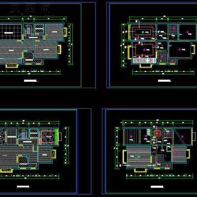 三层别墅室内装饰设计方案-300平66张CAD图+3D模型1个 3D模型,MAX