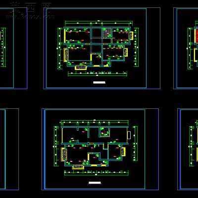 三层别墅室内装饰设计方案-300平66张CAD图+3D模型1个 3D模型,MAX