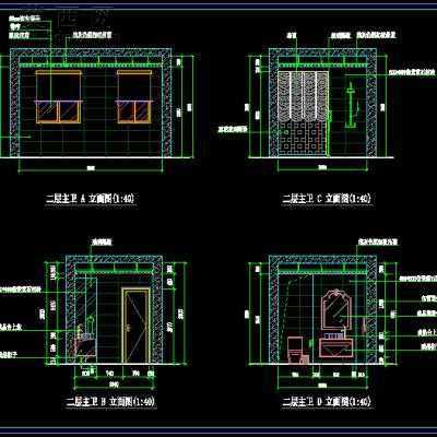 三层别墅室内装饰设计方案-300平66张CAD图+3D模型1个 3D模型,MAX