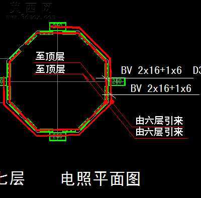 连珠塔立面电气照明平面图 CAD图纸