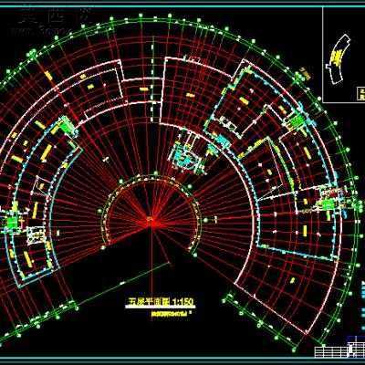 某大学图书馆工程五层局部四层建筑施工图-18800平17张CAD图 CAD图纸