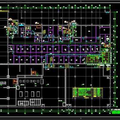 某综合楼给排水施工图B2-F18-51张CAD图 3D模型