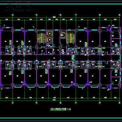 某综合楼给排水施工图B2-F18-51张CAD图 3D模型