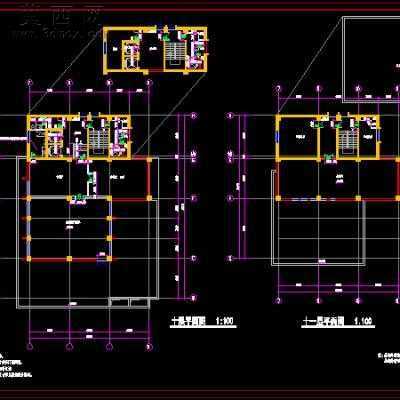 某旅馆建筑施工图-13456平20张CAD图 CAD图纸
