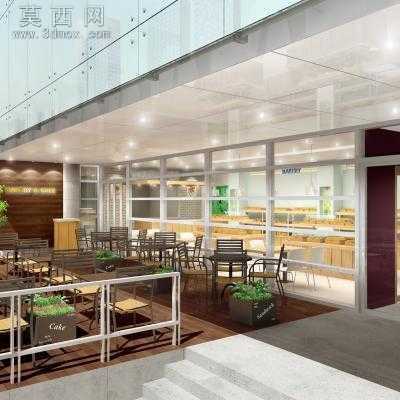 面包店装饰施工图及效果图-150平11张CAD图2张效果图 CAD图纸