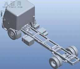 大卡车车架底盘+动力系统+发动机 3D模型