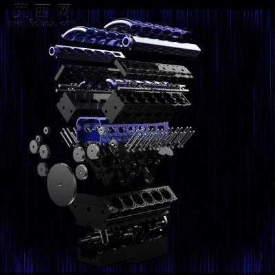 PowerEngineering V12汽车发动机 3D模型