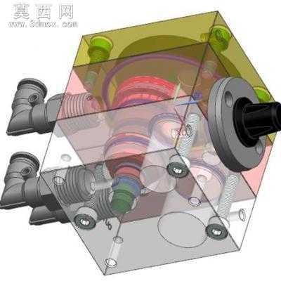 延时器气动元件3D图档和2D工程图 3D模型中望3D设计,
