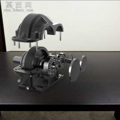 一级圆柱齿轮减速器 三维图 3D模型
