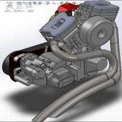 摩托车双缸发动机总成 SW模型 3D模型