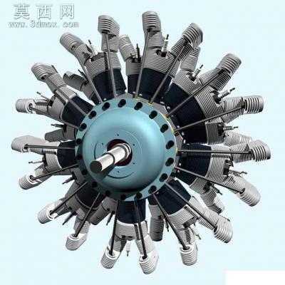 18缸星型发动机+自行车 3D模型