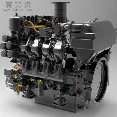 火车柴油发动机图纸 3D模型
