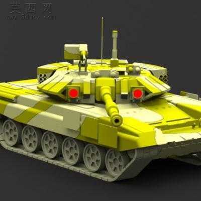 T90坦克外形包含所有零件 3D模型