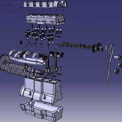 四缸16气门发动机CATIA V5 R21设计 3D模型