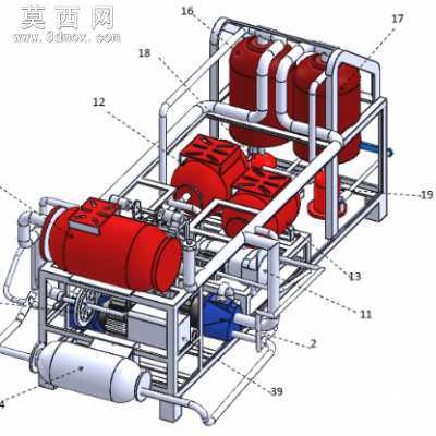 液压系统管道设备 3D模型