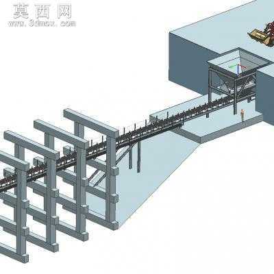 料斗+皮带机 3D模型
