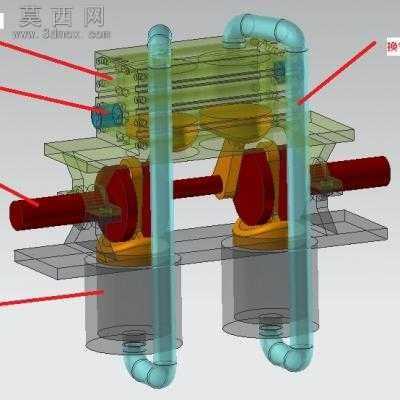 2缸斯特林发动机 3D模型