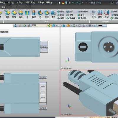 电脑显示器数据线插头 3D模型中望3D设计,Z3