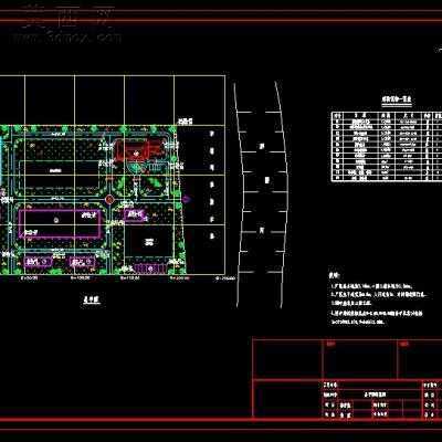 污水厂工艺施工图全套4张 CAD图纸