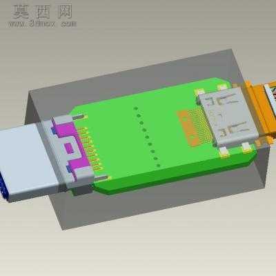 HDMI转接头之“A to C 转接头” 3D模型