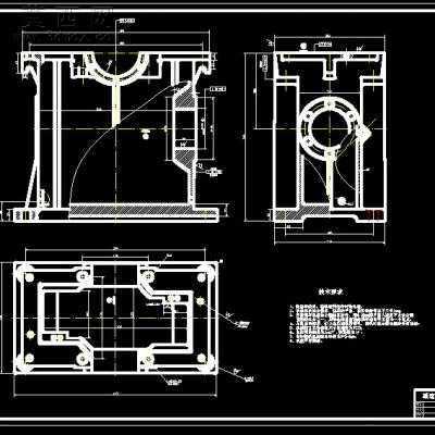 V带-蜗杆减速机二维图+三维图 3D模型