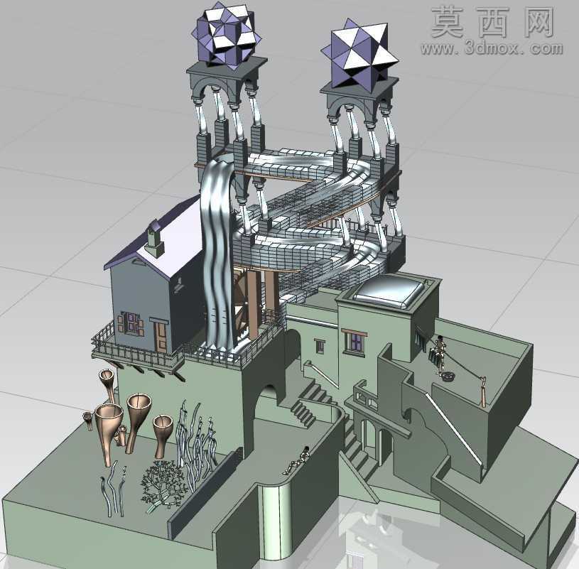 瀑布住宅建筑UG设计