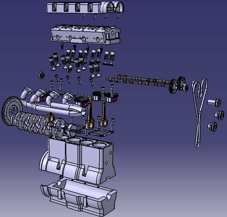 四缸16气门发动机CATIA V5 R21设计
